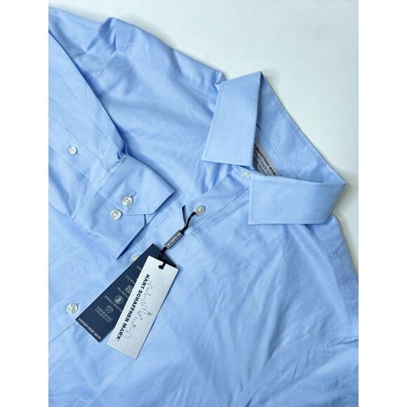 Hart Schaffner Marx Dress‎ Shirt Blue Luxury Non-Iron Collection 2-Ply Cotton M - Picture 1 of 8